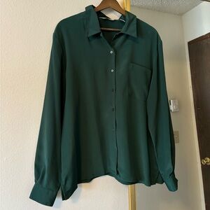Green silky type top